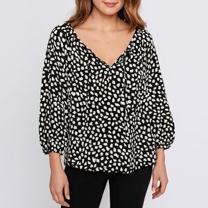 Diane von Furstenberg Abstract Print Blouse Sz 6 Black White DVF‎ Top